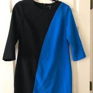 Ann Taylor 6 petite career modern dress blue black